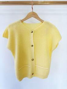 STORE MODAS MAX KNITTED VEST FANG BUTTONS - 黃色的 - 查看 2