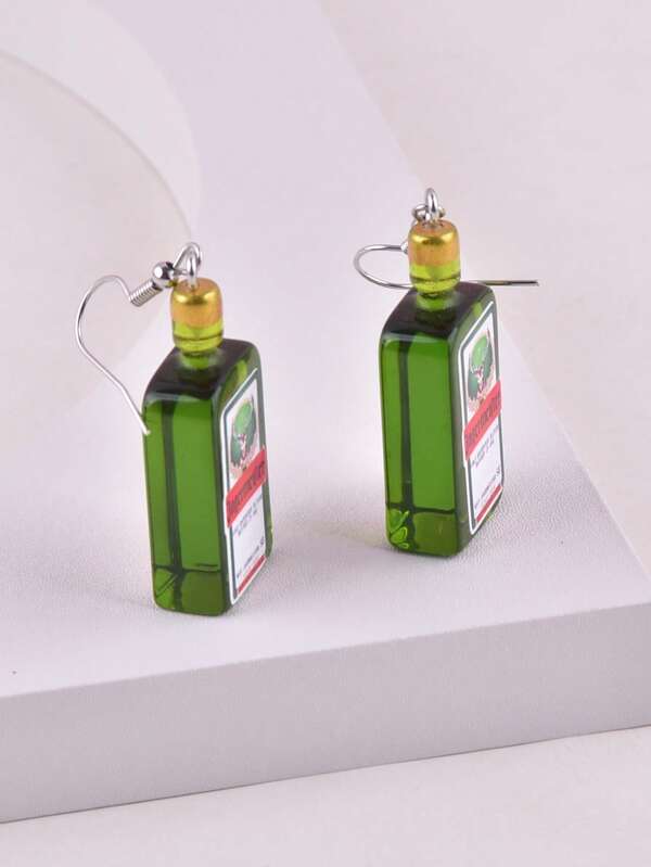 1 Pair Unique 3D Wine Bottle Design Party Earrings For Women