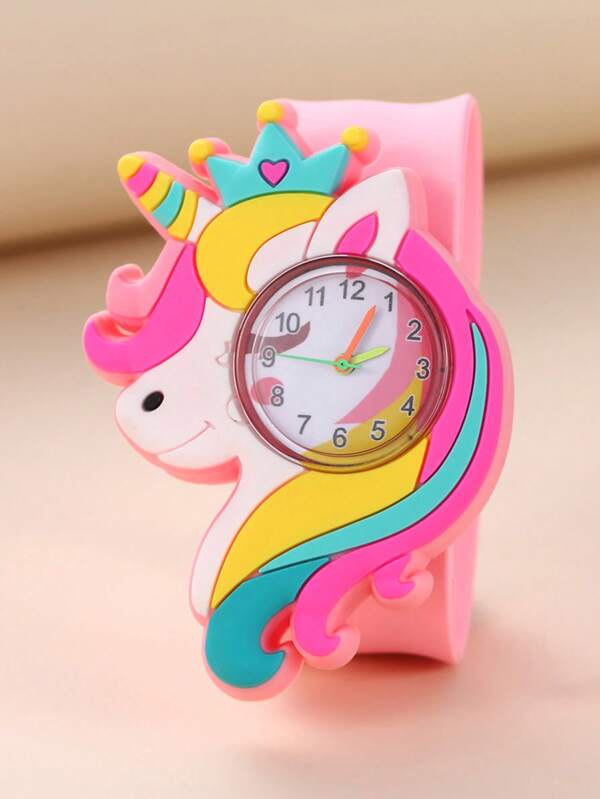 1pc/Set Cute 3D Unicorn Silicone Luminous Quartz Watch, Suitable For School, Birthday, Halloween Gifts, Year-End Promotion (No Box)