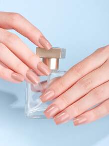 16 Tips Semi Cured Gel Nail Strips, Simple Plain Dirty Pink Orange Solid Color Design, Self-Adhesive Full Wrap Nail Art, Need To Use With UV Lamp, Easy To Apply And Remove, Suitable For Women And Girls Daily Party Dating DIY Nail Art Use