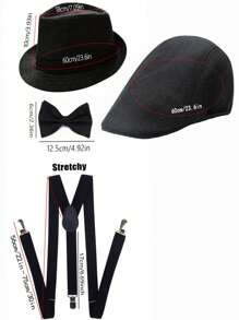 D EXCEED 4/5/6 pièces Accessoires de costume Gatsby des années 1920 pour hommes, tenue de gangster Peaky des années 1920, accessoires de costume Cosplay avec chapeau des années 1920, bretelles, nœud papillon, accessoires de cigare
