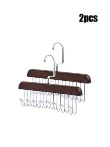 1PC/2PCS Gancho de cinto de guarda-roupa, cabide de madeira resistente com 8 ganchos, cabide giratório de 360 ° que economiza espaço. Cabide de armazenamento de guarda-roupa adequado para cintos, gravatas, coletes, sutiãs, cachecóis