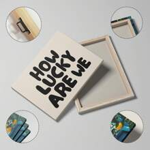 1pc How Lucky Are We Quote Wall Art Picture Retro Aesthetic Canvas Prints Paintings Horizontal Posters Typography Decor For Bedroom, Living Room Or Office Bar Cart Wall Decor No Framed Or Framed