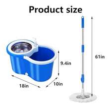Spin Mop And Bucket With Wringer Setwith 3 Microfiber Mop Replacement Heads And 61" Stainless Steel Adjustable Handle 20QT - 藍色 - 查看 2