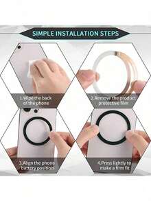 5pcs Magsafe Ring Metal Ring Sticker Magnetic Ring Phone Holder Accessories - Black - View 4
