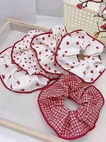 Bộ 3/4/5 dây buộc tóc hoa, dây buộc tóc hoa cỡ lớn, phụ kiện tóc mềm mại, sang trọng, phụ kiện buộc tóc đuôi ngựa, dây chun co giãn. - Nhiều màu - Xem 6