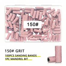 100pcs Pink Small Sanding Bands For Nail Drill Bit, 1pc 3mm Drill Bit, Mini Grit Sanding Bands With Polishing Natural Nails And Cleaning Cuticle For Preparation, 120#/150#/180#/240# Grit - Multicolor - View 8