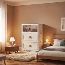 1/2/3/4/5/6 层 17.72 英寸厚家用储物柜 - 可折叠带轮，容量大，可存放杂物、零食、玩具和衣服，适用于厨房、卧室、客厅和浴室