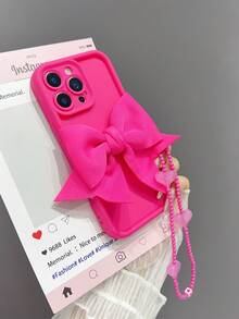 一套多巴胺阶梯相框，蝴蝶结 + 3 件心形手链，柔软硅胶卡通设计防震保护手机壳，兼容 Apple 12/13 Pro Max、Galaxy A56 5G、Infinix Smart 8、Infinix Hot 40i、Spark 20、Spark 20C、Spark Go 2024、Redmi Note 14 5G、Moto E22/E22i、OPPO A54，防水防摔防刮，国际版，非国内版 - 玫紅 - 查看 2