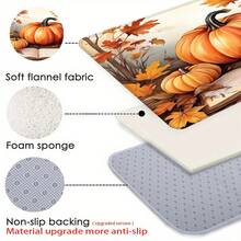 1 pieza Felpudo festivo con estampado de calabaza creativa de Acción de Gracias, hojas caídas y libros, de material suave antideslizante y absorbente lavable, para decorar la entrada del hogar durante las fiestas, adecuado para sala de estar, dormitorio, cocina, lavandería y baño