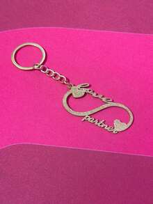 [Customization] 1 Personalized Infinite Love Keychain - Customized Name Stainless Steel Heart Shaped, Perfect Gift For Her, Women's Fashion (English Customization Only)