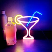 1 pieza Letrero de neón decorativo de pared para bar, luz LED con pilas o alimentación USB con diseño de jarra de cerveza, copa de cóctel, jarra de cerveza, letrero de neón de bar para habitación, dormitorio, decoración de bar