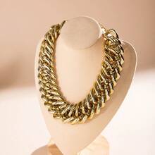 1pc Minimalist Gold Metal Chain Necklace, Exaggerated Personalized Choker Necklace, Unique High-End Women Jewelry