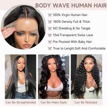 bling hair Wear To Go 6x4 9x6 5x5 Glueless Wigs Human Hair Pre Plucked Pre Cut Brazilian Hair 180% Density Transparent 13x4 13x6 Body Wave Lace Front Wigs Human Hair Pre Plucked 4x4 Wavy Lace Closure Wigs Human Hair With Baby Hair Hidden Strap 360 Body Wave Full Lace Frontal Wigs Human Hair Pre Plucked Pre Bleached With Drawstring - Natural Black - 查看 9