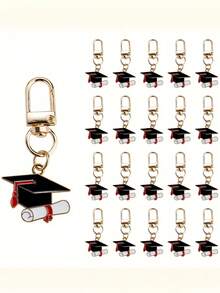 20 piezas Gorro de graduación clásico retro de material de aleación con cierre de langosta/llavero, adecuado como regalo de graduación de julio, regreso a la escuela, fiesta de graduación, decoración de bolso, llavero de teléfono/coche, regalo del Día del Maestro de septiembre, regalo para amigos, estudiantes, maestros y compañeros de clase