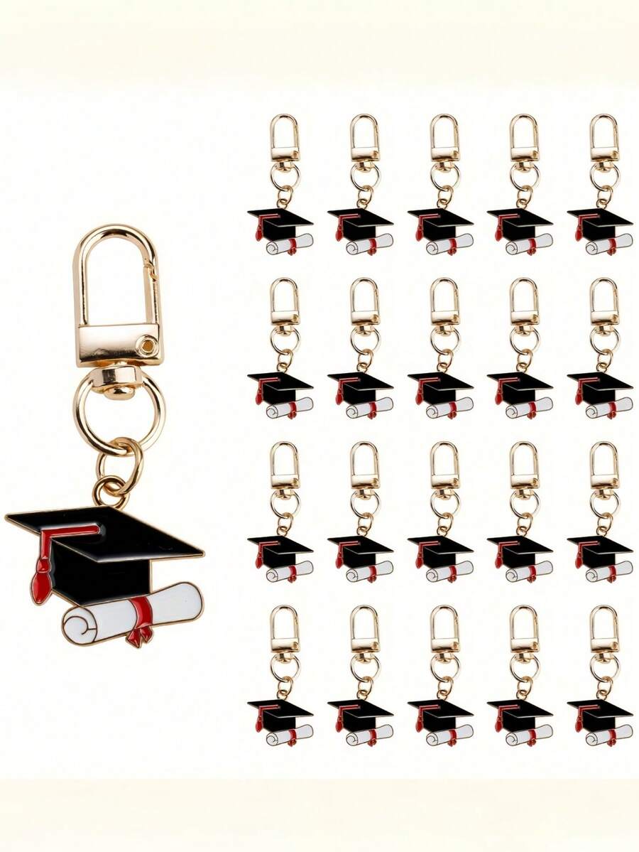 20 piezas Gorro de graduación clásico retro de material de aleación con cierre de langosta/llavero, adecuado como regalo de graduación de julio, regreso a la escuela, fiesta de graduación, decoración de bolso, llavero de teléfono/coche, regalo del Día del Maestro de septiembre, regalo para amigos, estudiantes, maestros y compañeros de clase
