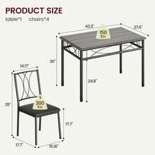 Dining Table Set For 4, Kitchen Table And Chairs, Dining Room Table Set With 4  Chairs, Kitchen Table Set Rectangular Dining Table For Small Space, Apartment, Breakfast - Grey Upholstered Chairs - View 7