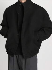 男士优质羊毛混纺立领夹克，时尚休闲外套，秋冬