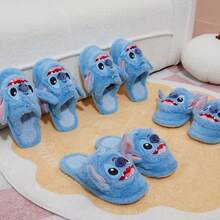 Miniso نعل منزلي سلسلة ستيتش من ميني سو، أنيق وناعم للسيدات. مصنوع من مواد فرو ناعمة تلف القدم. تطريز دقيق يستعيد التعبيرات الكلاسيكية. تصميم مانع للانزلاق. استمتع بالدفء والراحة في المنزل وأضف جوًا ممتعًا (1 قطعة) - الأزرق - مشاهدة 2