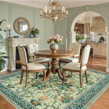 Soft Printed Carpet Washable Area Rug Botanical Floral Rug Stain Resistant Non-Slip For Bedroom Dining Room Office Hallway Laundry Room