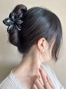 4 件/1 件 7.6 厘米/2.99 英寸 芙蓉花形发夹，适合女士，黑色/白色/金色/银色，轻质塑料浴室发饰，适合日常外出、休闲、派对、通勤、海滩度假、马尾辫、发髻、洗脸、化妆、服装搭配时尚爪夹女式发夹女士发夹优雅发夹花夹头发秋季配饰秋冬度假装女士 - 彩色 - 查看 4