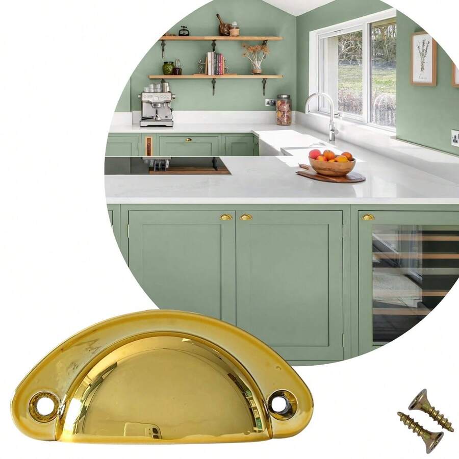 Kit Of 2 Colonial Shell Model Handles With Premium, High-Quality Finish For Drawers, Cabinets, Dressers, Furniture In General - Dorado - Ver 1
