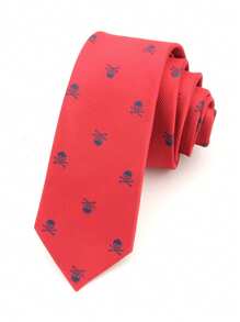 1pc 6CM Skull Tie, Street Punk Rock Goth Style For Halloween