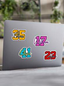 Customized Baseball/Softball Helmet/Bat Stickers, Personalized With Name And Number, Waterproof Vinyl Material, Suitable For Laptops, Phones, Gift Bags, Etc. Also Available: Customized Jersey Number Stickers, Cup Stickers, And Computer Stickers. - Multicolor - View 2