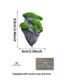1 套水族箱装饰，树脂漂浮苔藓岩石装饰，适用于鱼缸装饰，配有吸盘