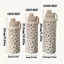 1pc18oz/22oz/40oz Rose Pattern Water Cup, Stainless Steel Insulated Coffee Cup, Double-Layer Protective Vacuum Insulated Water Bottle With Carrying Lid, Convenient Drinking, Suitable For Home, Office, Outdoor, Sports, Cycling And Other Scenes, Perfect Christmas Gift For Mother, Grandma, Sister, Girlfriend, Holiday Necessity, Reusable. - Multicolor - View 2