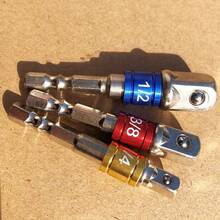 3pcs Colorful Hex Shank Drill Bit Adapters With Beads, 1/2", 1/4", 3/8" Drill Bit Connecting Rods - Silver - View 3