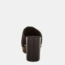 Masaki Soft Suede Leather Wooden Clogs - Black - View 5
