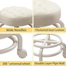 360 Rotating Low Stool,Rolling Pulley Low Stool With Wheels - White - View 5