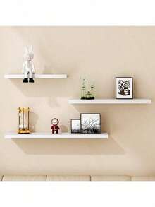 1 kệ nổi vô hình, giá lưu trữ tuyến tính vô hình - Thích hợp cho tường, giá treo tường phòng tắm, kệ trưng bày hiện đại bằng gỗ, giá sách; Phù hợp với phòng ngủ, phòng khách và nhà bếp - trắng - Xem 4
