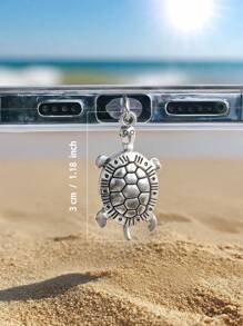 1pc Silver Metal 3D Turtle Shaped Dust Plug Charm, Suitable For Type-C & Lightning Port Smartphones