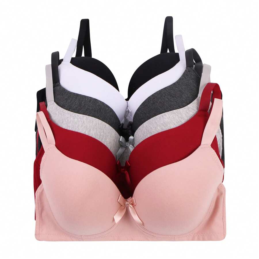 Viola's Secret Women 6 Packs Of T-Shirt Comfortable Everyday Full-Coverage Bras, 6808 - 6808 - View 1