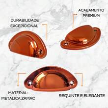 Kit Of 2 Colonial Shell Model Handles With Premium, High-Quality Finish For Drawers, Cabinets, Dressers, Furniture In General - Oro rosa - Ver 3