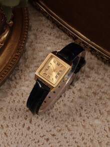 1/2pcs Vintage Elegant Women Quartz Watch Set, Square Dial Fashion Leather Band Watch, Suitable For Daily Wear, Formal Events And Holiday Decoration