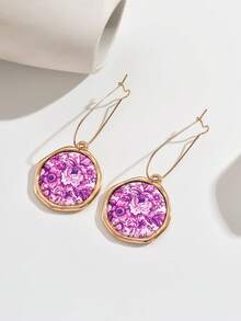 Retro Luxury Blue And White Porcelain Cloisonne Pattern Long Hook Earrings, Suitable For Women's Vacation, Gifts, And Daily Wear - Gold - View 8