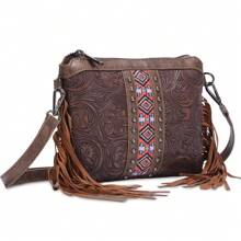1 szt. Bohemian damska mała torba na ramię typu crossbody, torba weekendowa. Western Wallet Fashion Leisure Bag, grawerowana torba z PU. Nadaje się na imprezy i dojazdy do pracy, doskonały prezent