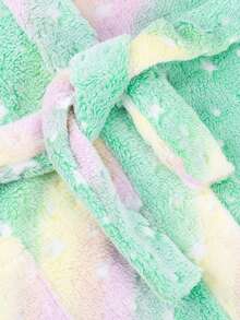 Kids Hooded Robe, Fleece Bathrobe For Girls Boys, Flannel Sleepwear, Coral Plush Pajamas For Christmas Gift - màu xanh lá - Xem 5