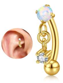 1 chiếc khuyên tai Rook Trang sức xỏ khuyên vàng bạc 16G 8mm Nhẫn lông mày Thép không gỉ Thanh cong Daith Hoa tai cho phụ nữ Mặt trăng Trái tim Bướm Sao Opal Hoa tai móng ngựa Vách ngăn Vòng Hoa tai xoắn ốc Nhẫn rốn Labret dọc Trang sức môi - Nhiều màu - Xem 11