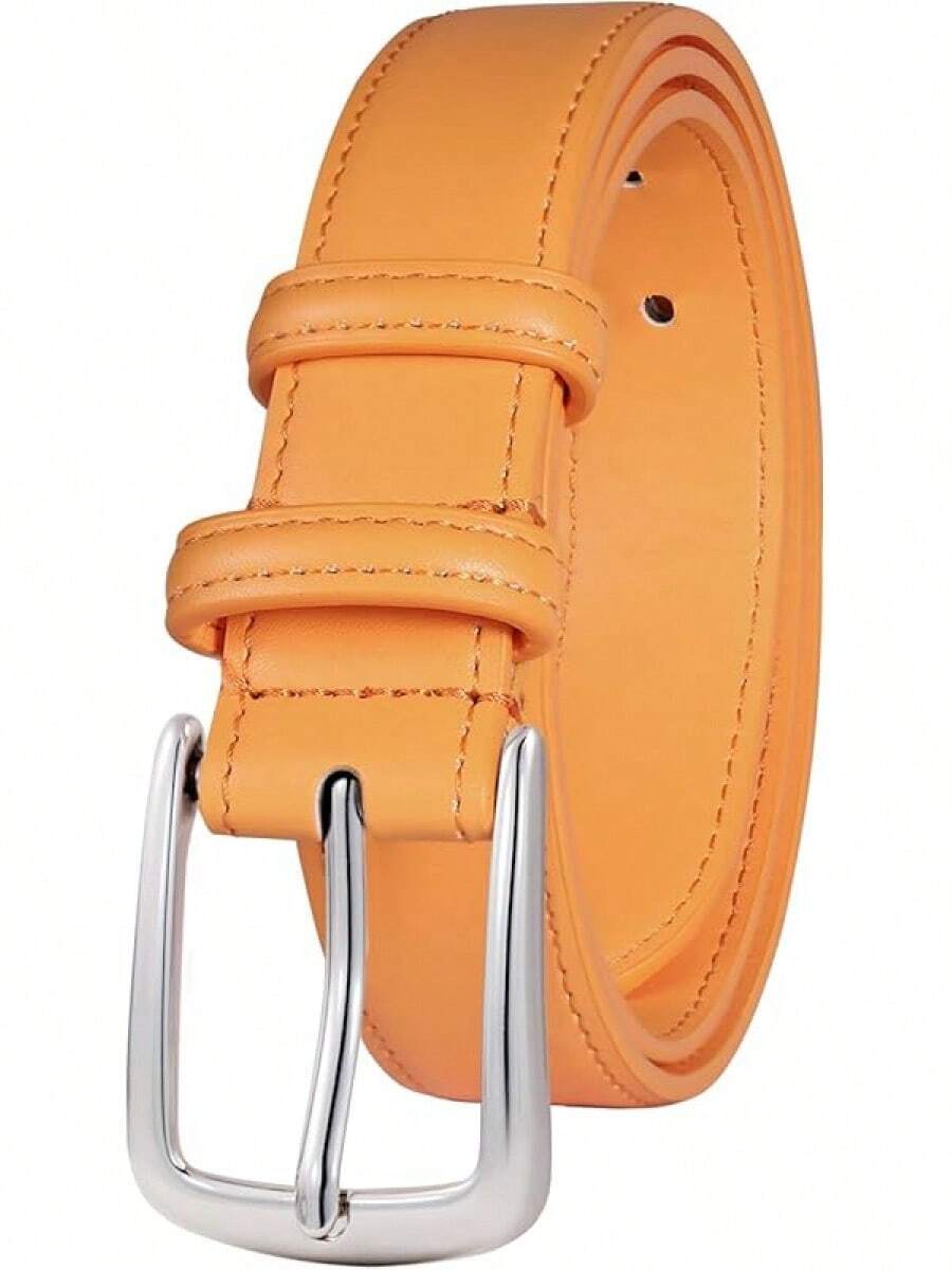 Multicolored Leather Waist Belt With Pin Buckle For Jeans - 橘子 - 查看 1