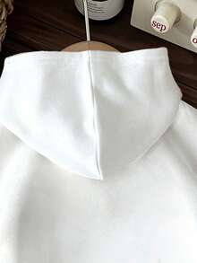 Young Girl Letter Pattern Warm Sweatshirt - White - View 3