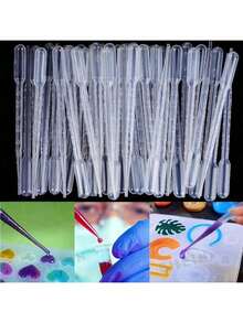 100 件一次性 3ml 塑料滴管转移刻度吸管适用于 DIY 环氧树脂硅胶模具珠宝制作配件 - 無色 - 查看 2