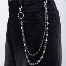 1PC, Fashionable Punk Double-Layer Chain Dice Waist Chain, And Individual Hip-Hop Jeans Chain, Versatile Accessories, Simple Body Chain, Sexy Bikini Chain Waist Chain Belt, Fashionable Jewelry Waist Chain Belt Accessories Autumn-Winter Accessories Halloween Costume,Suitable For Teens, Youth,Men,Casual, Outdoor, Athletic, Vacation, Graduation Gifts, Birthday, Daily Wear - Multicolor - View 1