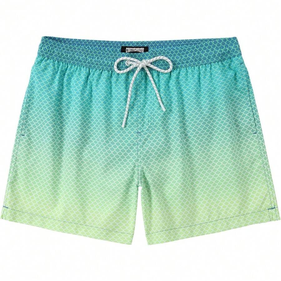 Men's Swim Shorts 5 Inch Swimwear Swimming Trunks For Men Beach Shorts - Green Gradient - View 1