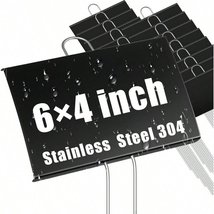 30 Pcs Large Garden Plant Markers Metal Plant Labels Sign With 11 Inch Stake Weatherproof Waterproof Garden Sign For Outdoor Seedlings Herbs Vegetable Greenhouse 4x6inchBlack - 黑色 - 查看 1