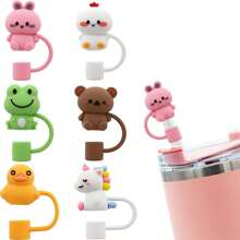 1/4/5/6/8pcs Cartoon Cute Animal Silicone Straw Cover For Cup,Reusable Straw Cover Airtight And Dustproof Drinking Straw Cover Splashproof Straw Cute Cover Accessories Home Room Decoration Party - Multicolor - View 21