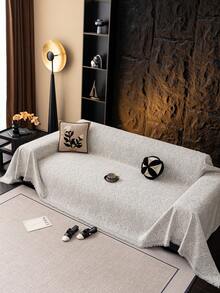 1 tấm chăn phủ ghế sofa hình lá chuối, vỏ bọc ghế sofa tối giản sang trọng nhẹ, chống trượt, chống bụi, chống trầy xước, phù hợp với mọi mùa, có thể đảo ngược, dùng cho ghế sofa phòng khách, phòng ngủ, văn phòng - Xám - Xem 4